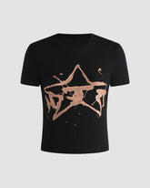Kurzes T-Shirt mit Sternenmuster